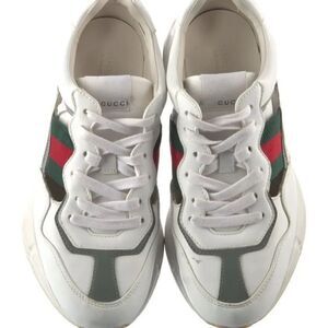 Gucci White and Green Sneakers with Sporty Design